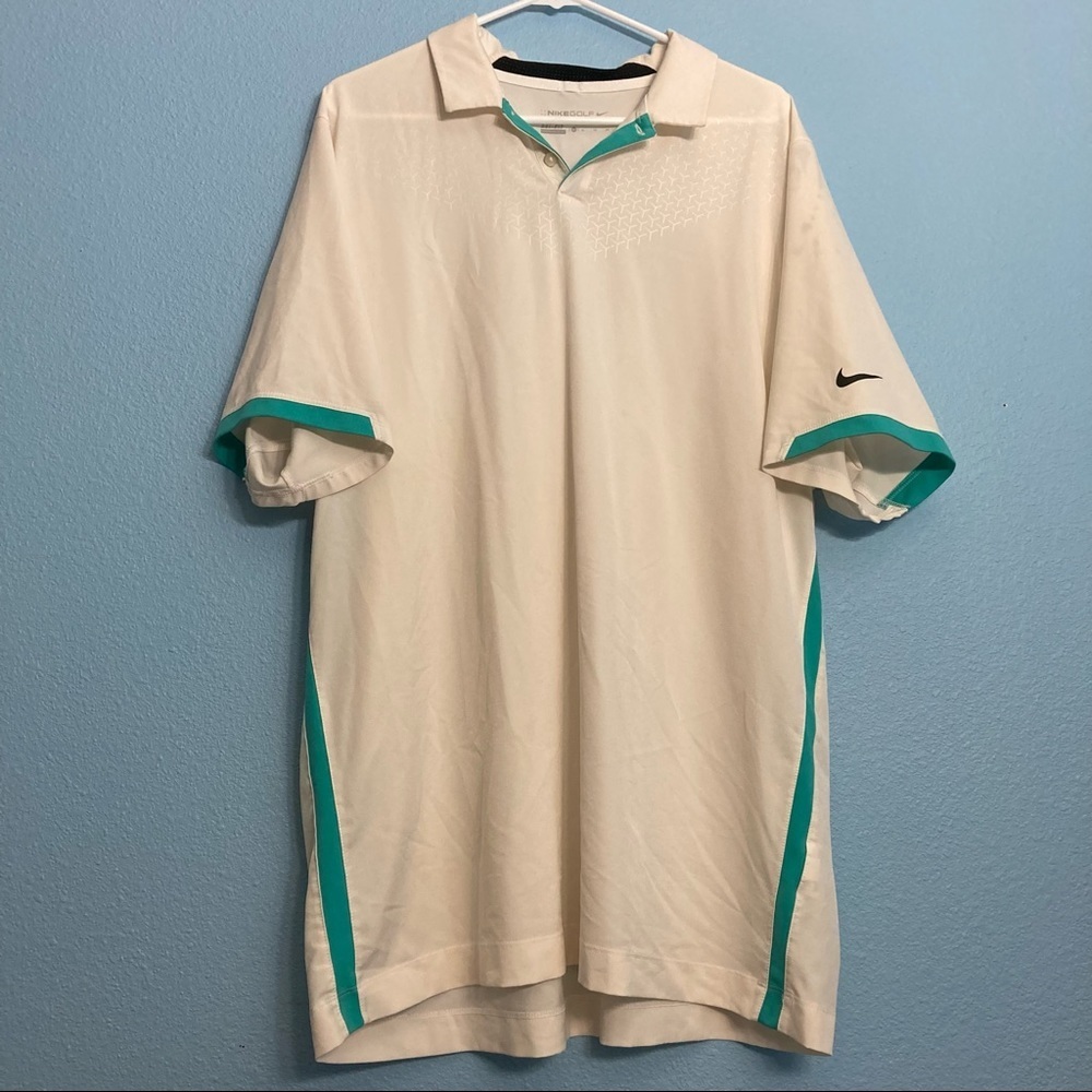 Nike Golf Polo - Mens Large Tall - Cream/Teal